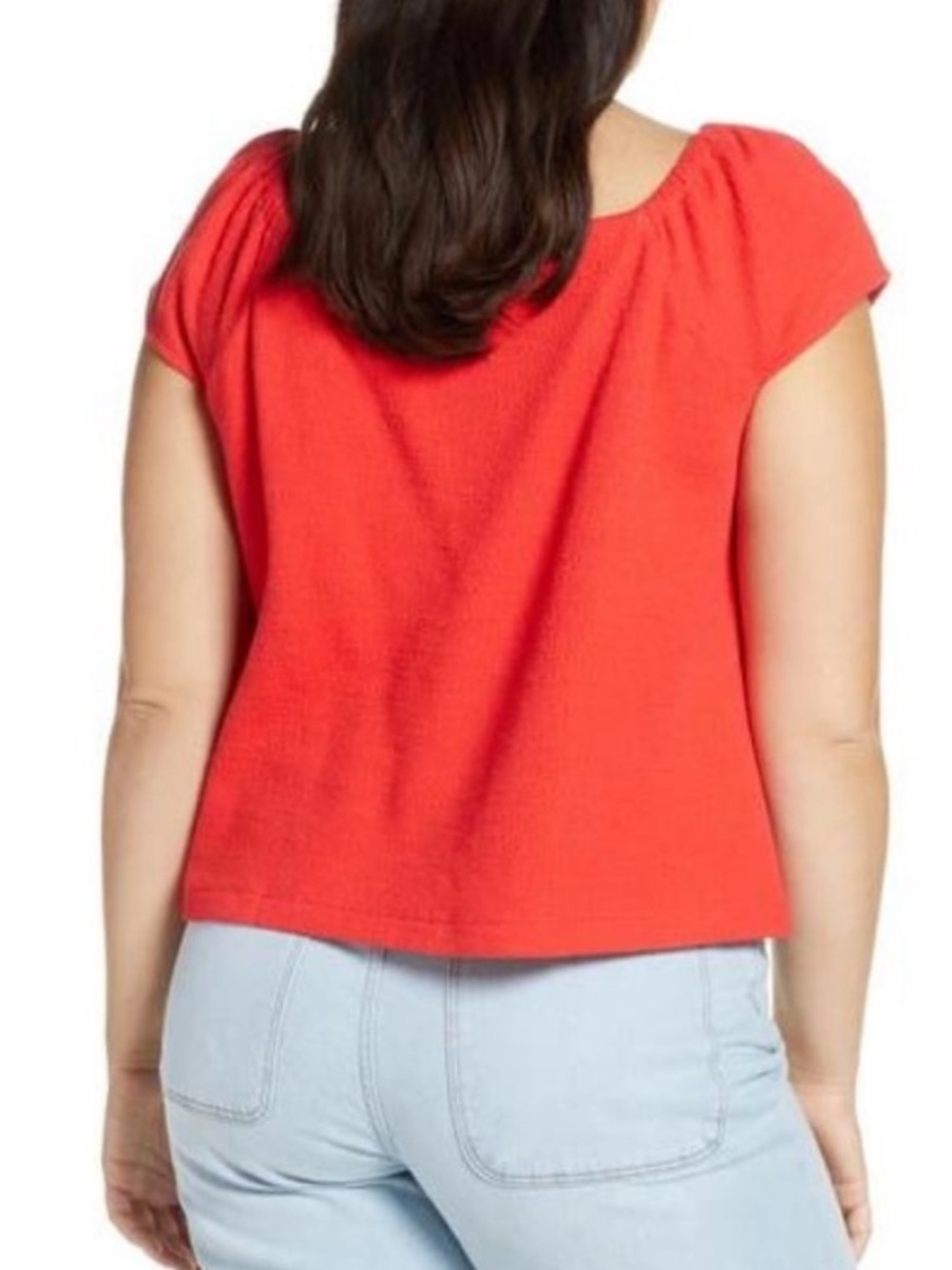 Madewell | Texture & Thread Tweed Button Down Cotton Blouse Heirloom Rose Red - Picture 3 of 9